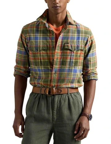 Classic Fit Plaid Oxford Workshirt in Green