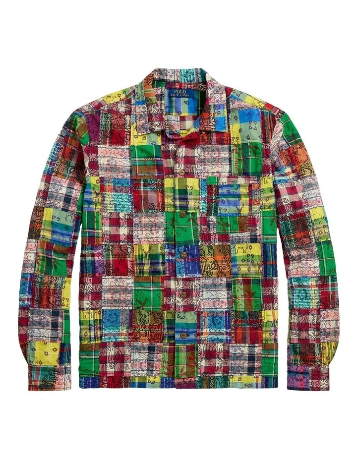 Classic Fit Patchwork Madras Camp Shirt image 4