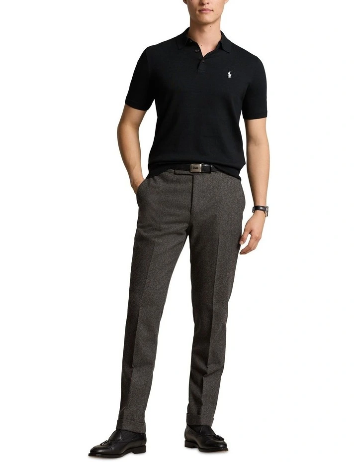 Cotton Polo-Collar Sweater in Black image 3