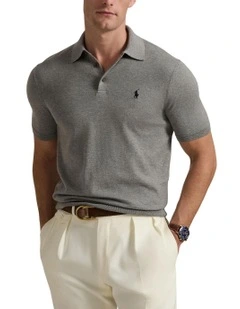 Cotton Polo Collar Sweater in Grey
