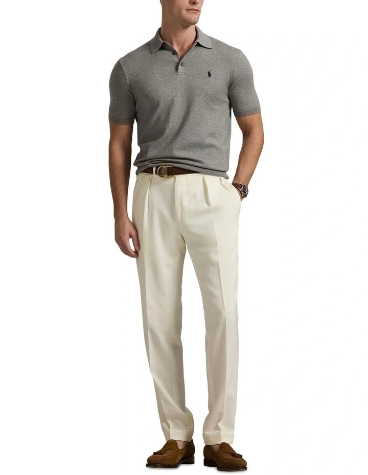 Cotton Polo Collar Sweater in Grey image 3