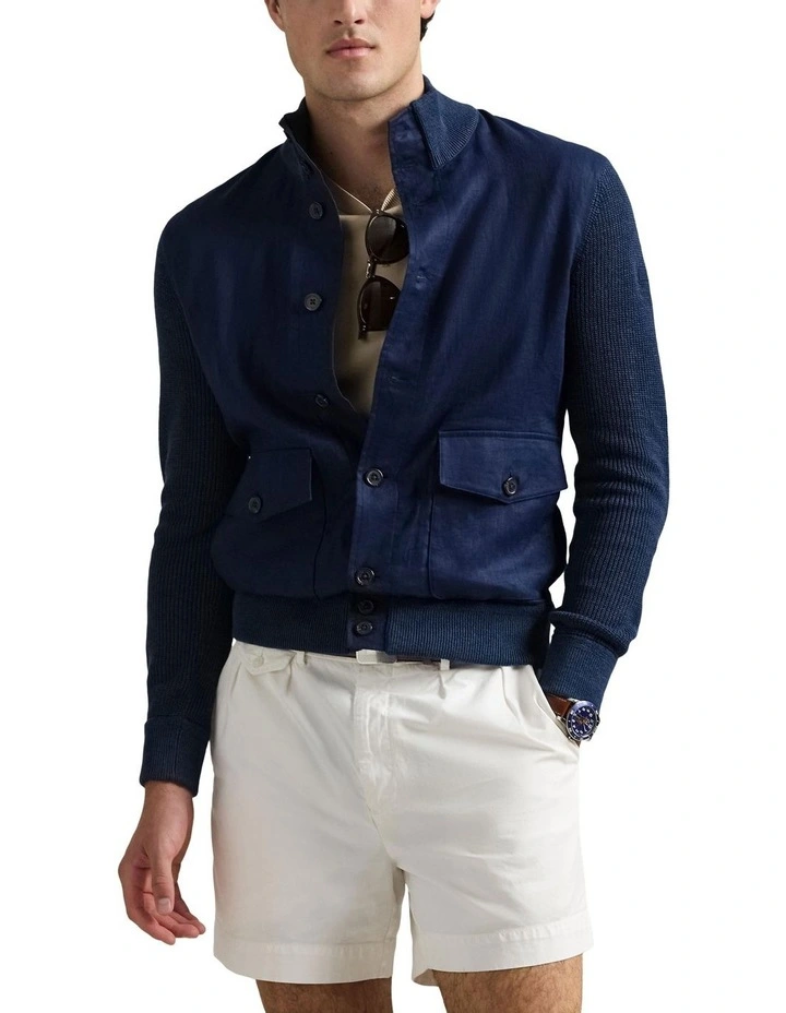 Hybrid Linen Cardigan in Navy image 1