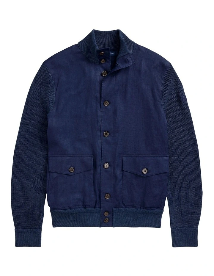 Hybrid Linen Cardigan in Navy image 4