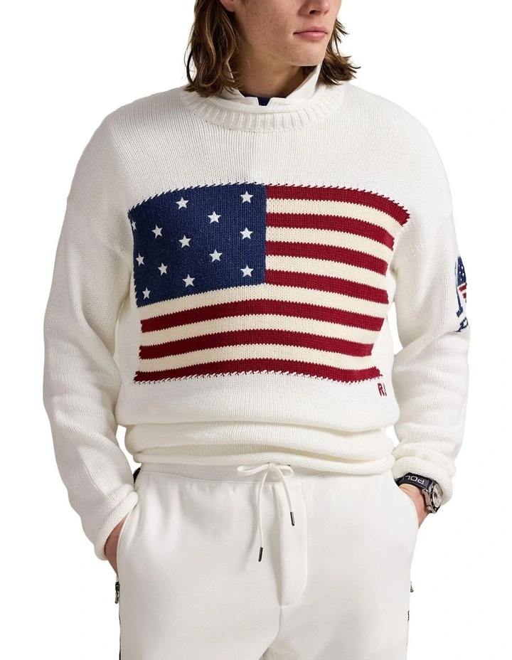 The I Heart Polo Flag Sweater in White image 1