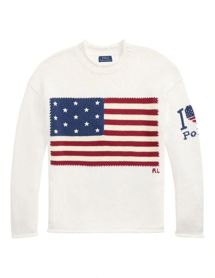 The I Heart Polo Flag Sweater in White image 4