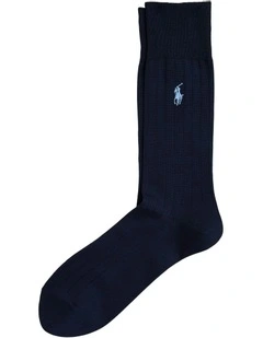 Ribbed Cotton-Blend Dress Socks