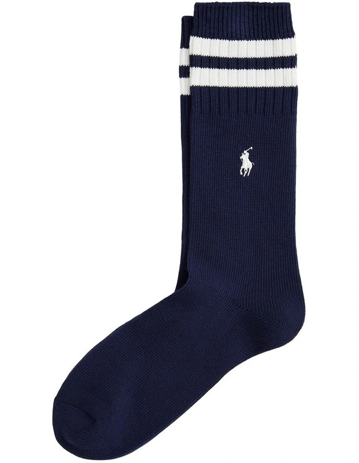 Striped-Cuff Cotton-Blend Crew Socks image 1