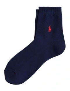 Cotton-Blend Mesh Quarter-Crew Socks