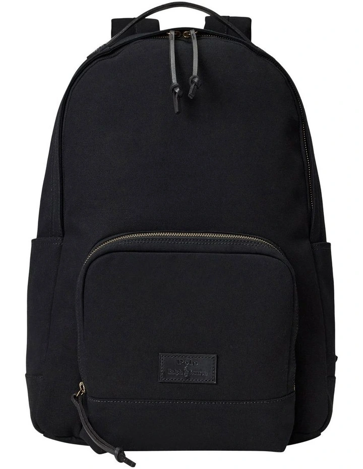 Leather-Trim Canvas Backpack image 1