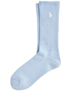 Signature Pony Cotton-Blend Crew Socks