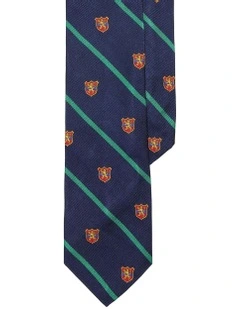 Striped Silk Repp Club Tie in Navy