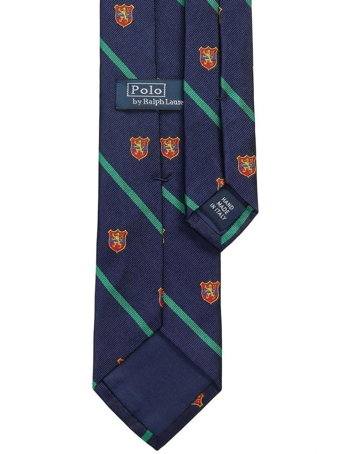 Striped Silk Repp Club Tie in Navy image 2