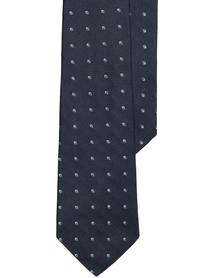 Neat Silk Jacquard Tie in Navy image 1
