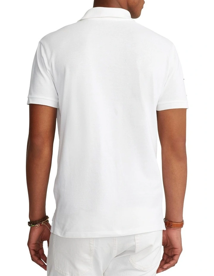 Custom Slim Fit Mesh Polo in White image 2