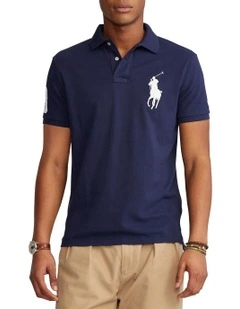 Custom Slim Fit Mesh Polo in Navy