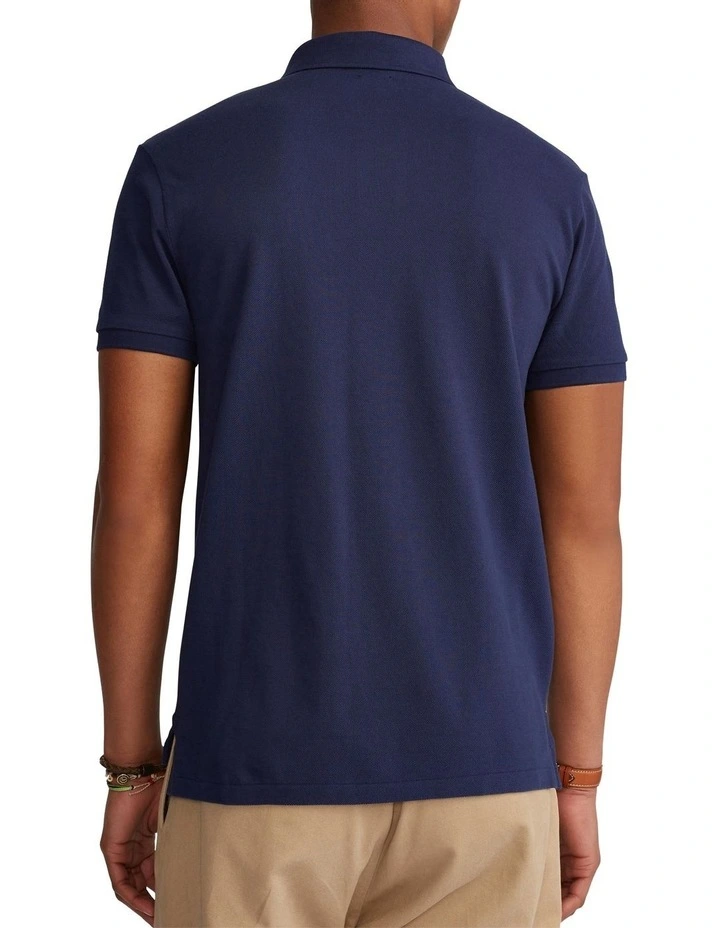 Custom Slim Fit Mesh Polo in Navy image 2