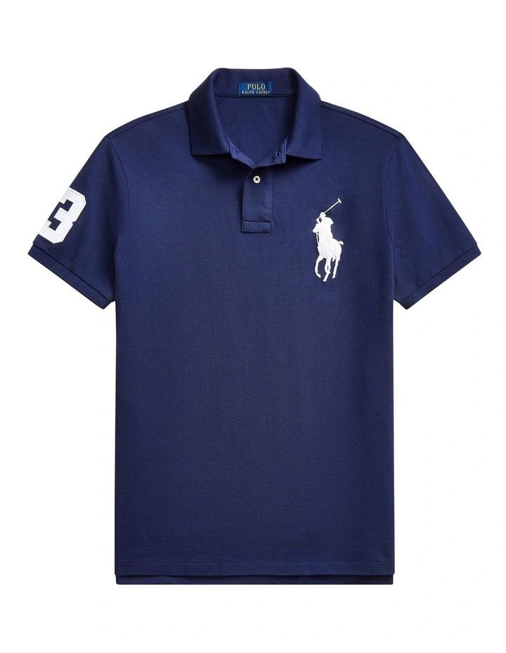 Custom Slim Fit Mesh Polo in Navy image 4