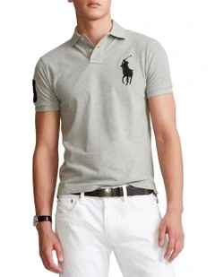Custom Slim Fit Mesh Polo in Grey