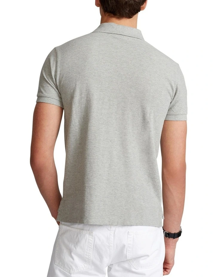 Custom Slim Fit Mesh Polo in Grey image 2
