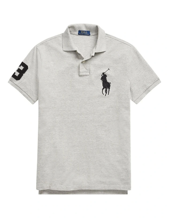 Custom Slim Fit Mesh Polo in Grey image 4