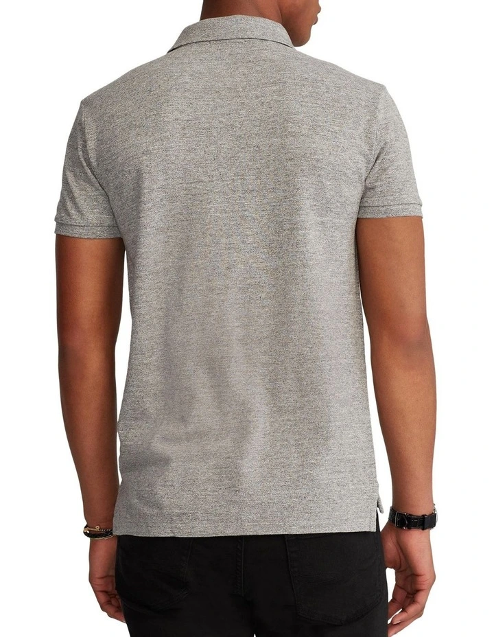 Custom Slim Fit Mesh Polo Shirt in Grey image 2