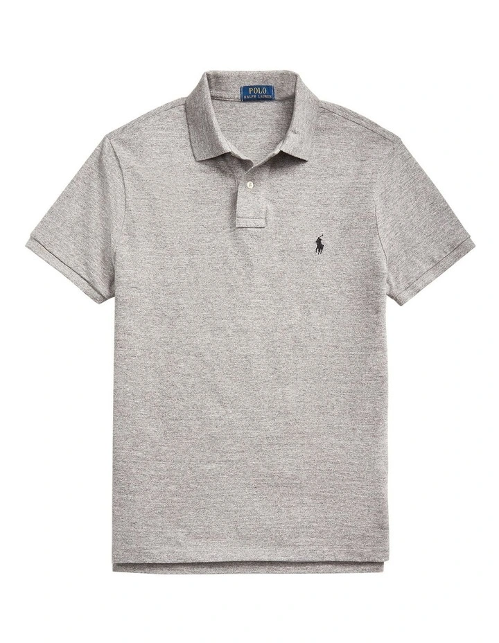 Custom Slim Fit Mesh Polo Shirt in Grey image 4