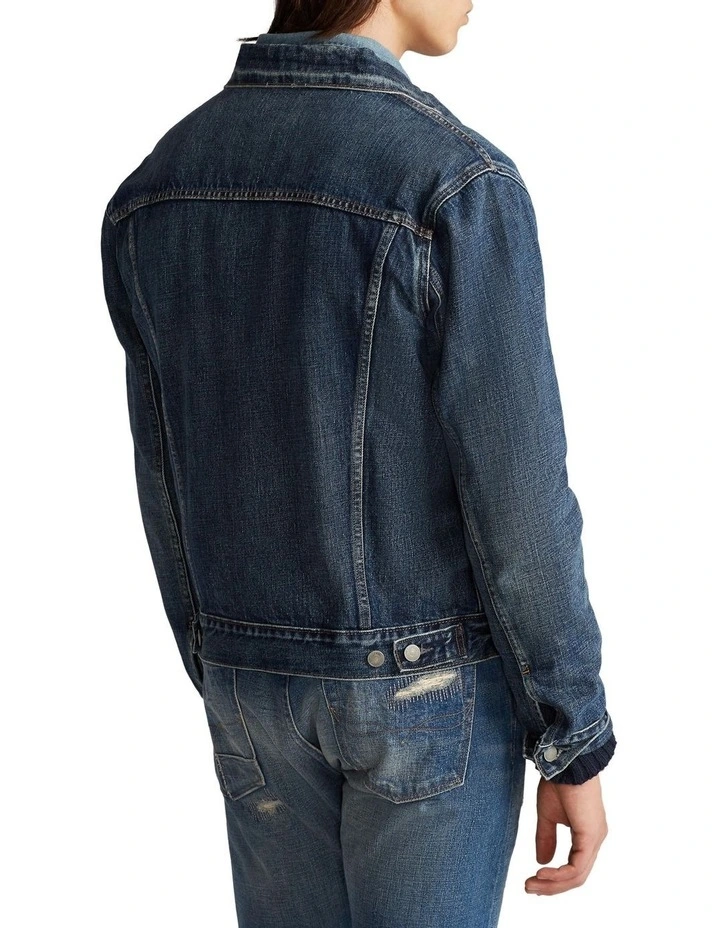 Faded Denim Trucker Jacket in Blue image 2