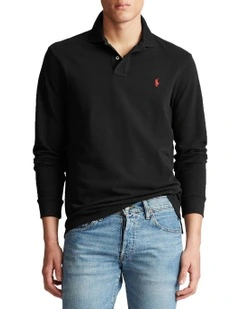 Custom Slim Fit Mesh Polo Shirt in Black