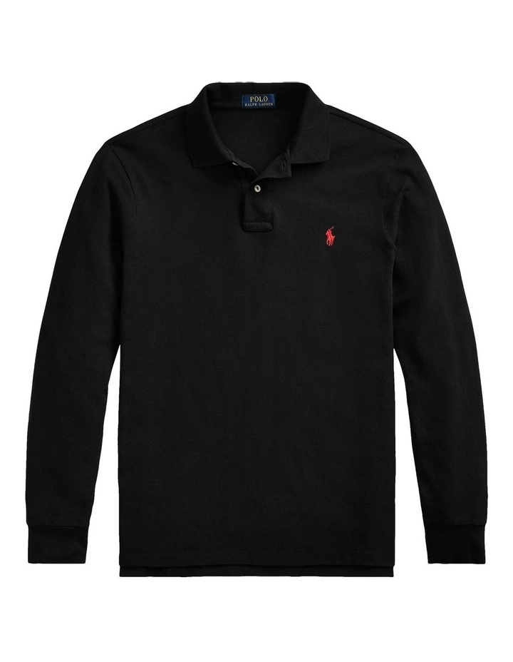 Custom Slim Fit Mesh Polo Shirt in Black image 4