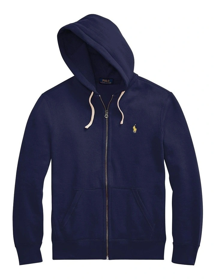 Fleece Full-Zip Hoodie in Blue image 4
