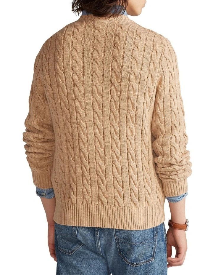 Cable-Knit Cotton Sweater in Brown image 2