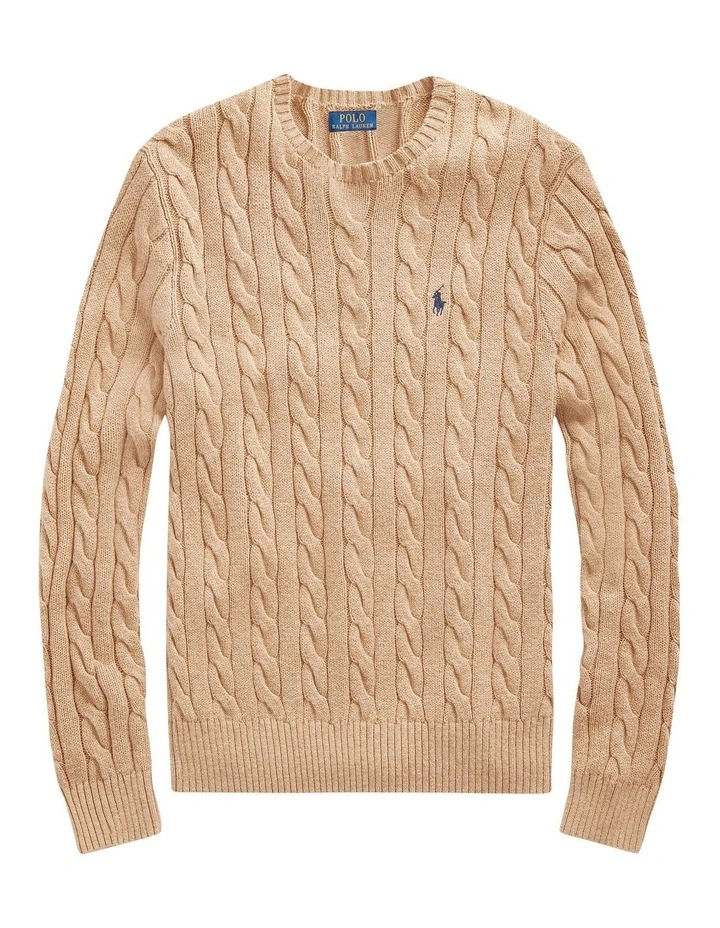 Cable-Knit Cotton Sweater in Brown image 4