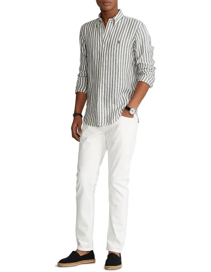 Classic Fit Striped Linen Shirt image 3