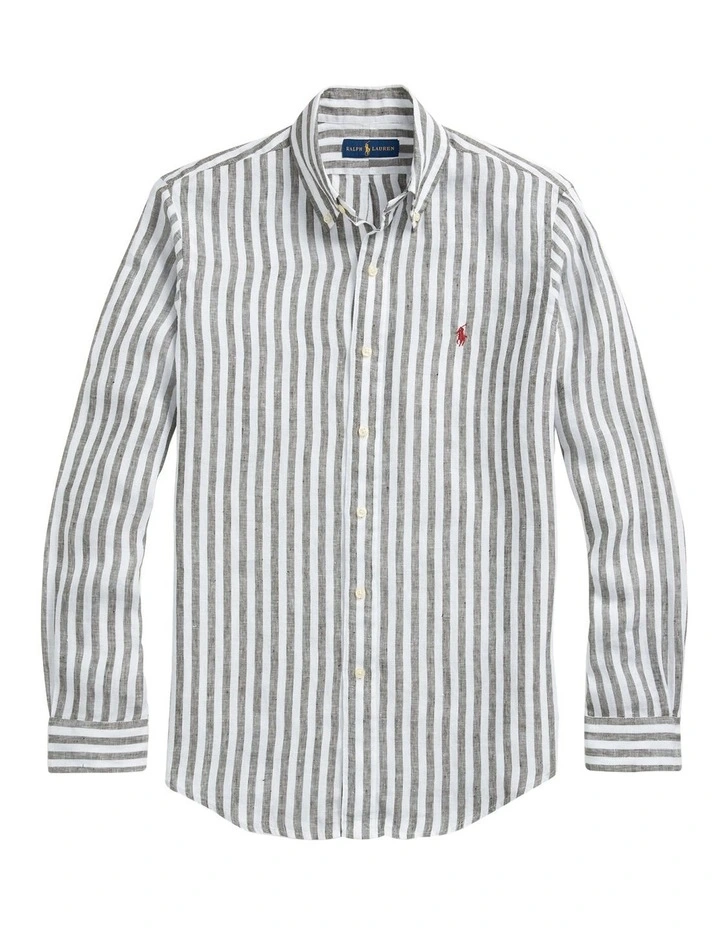 Classic Fit Striped Linen Shirt image 4