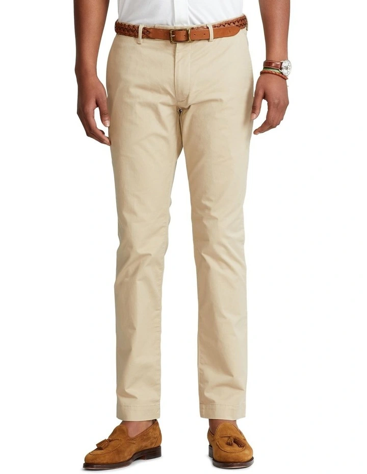 Stretch Slim Fit Twill Pant in Beige image 1