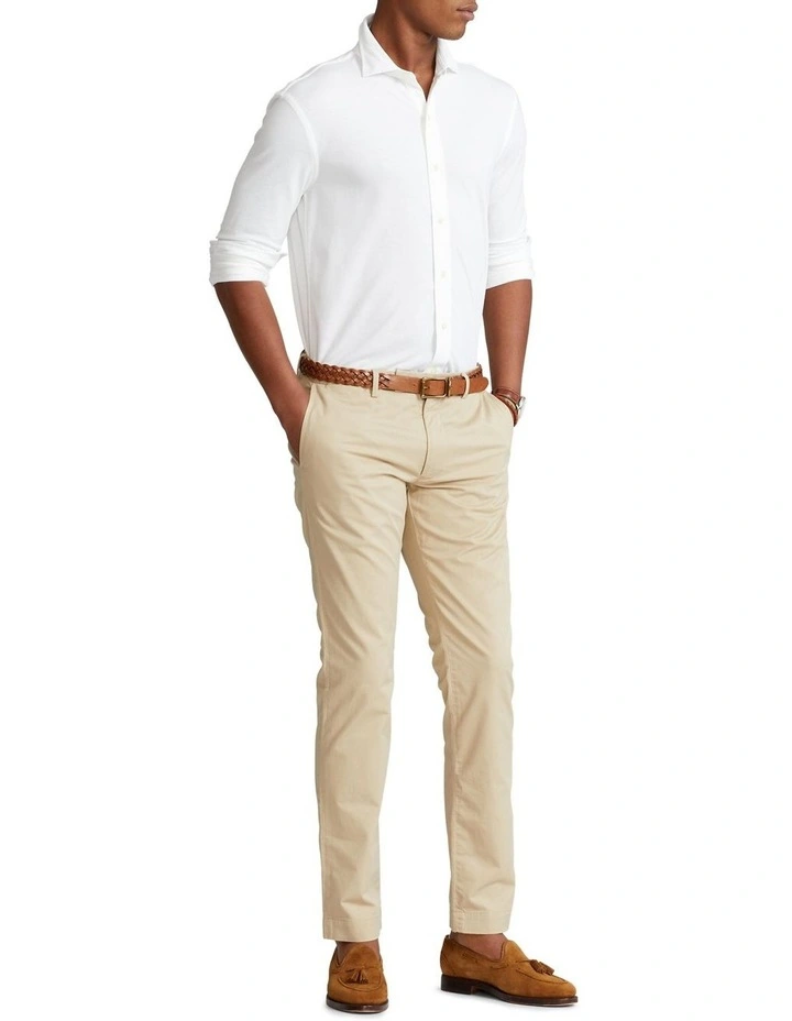Stretch Slim Fit Twill Pant in Beige image 3