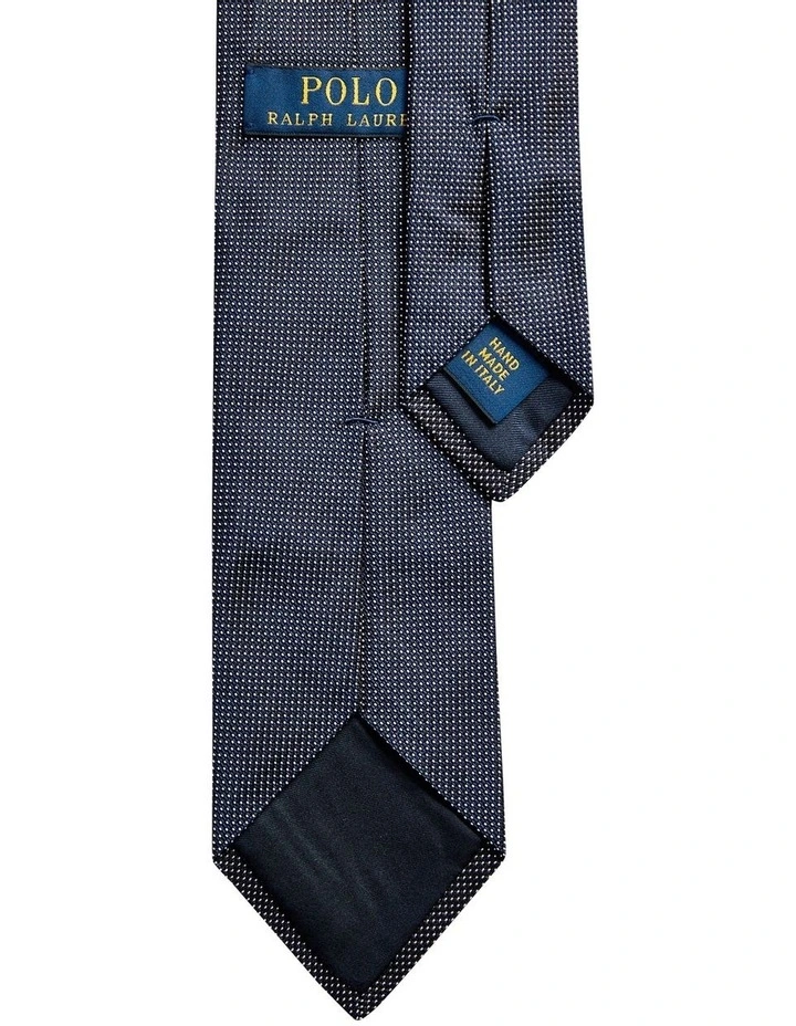 Pin Dot Silk Narrow Tie in Navy image 3
