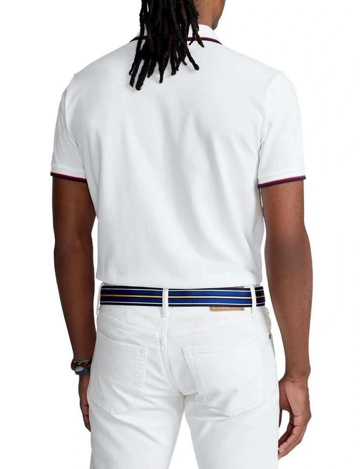 Custom Slim Fit Mesh Polo Shirt White image 2