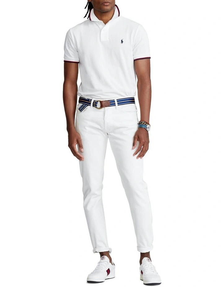 Custom Slim Fit Mesh Polo Shirt White image 3