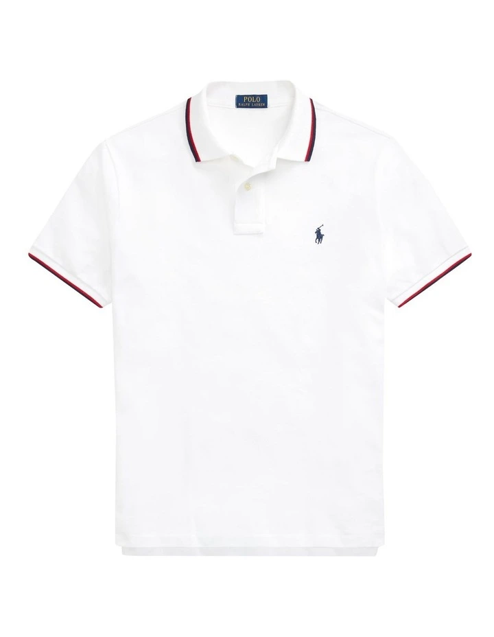 Custom Slim Fit Mesh Polo Shirt White image 4