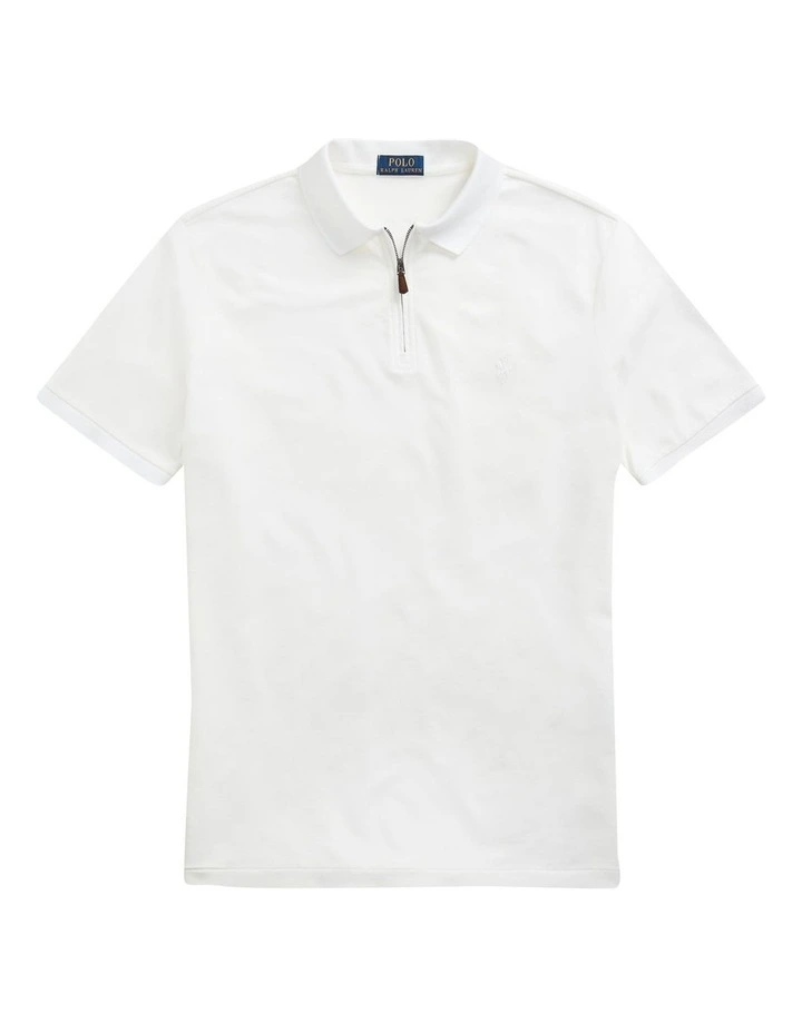 Custom Slim Fit Stretch Mesh Polo Shirt White image 4