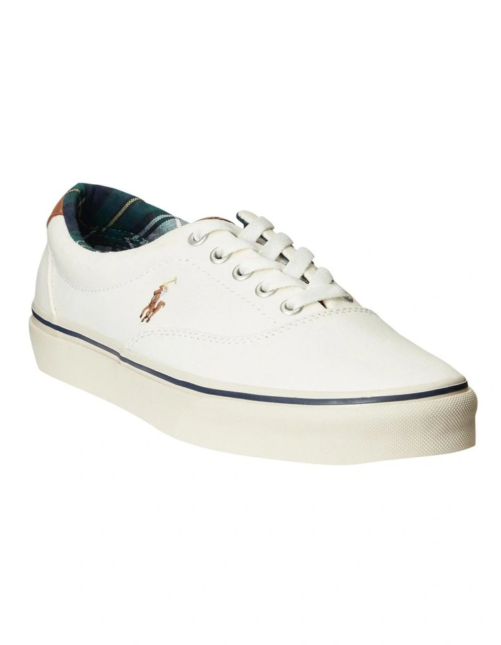 Keaton Leather-Trim White Canvas Sneaker image 2