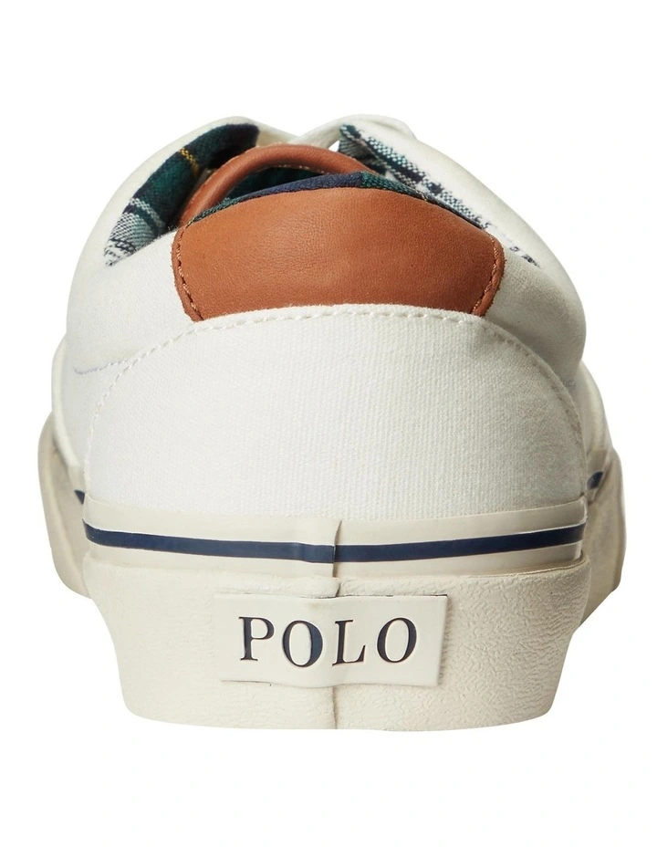 Keaton Leather-Trim White Canvas Sneaker image 4