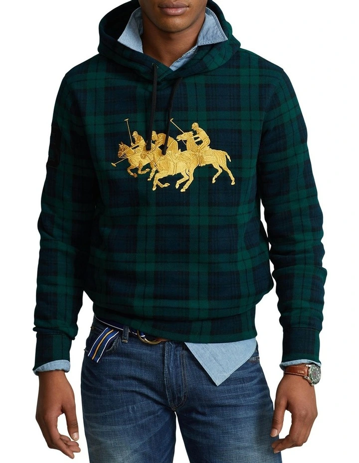 Triple-Pony Tartan Fleece Hoodie Multi image 1