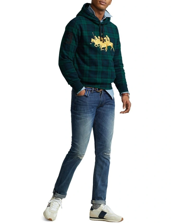 Triple-Pony Tartan Fleece Hoodie Multi image 3