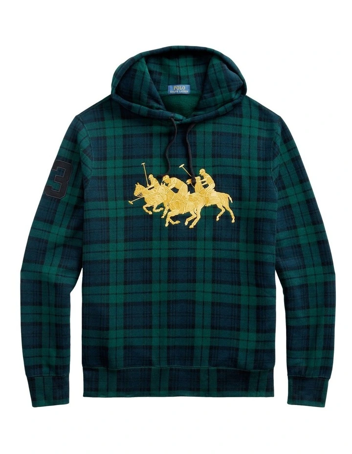 Triple-Pony Tartan Fleece Hoodie Multi image 4