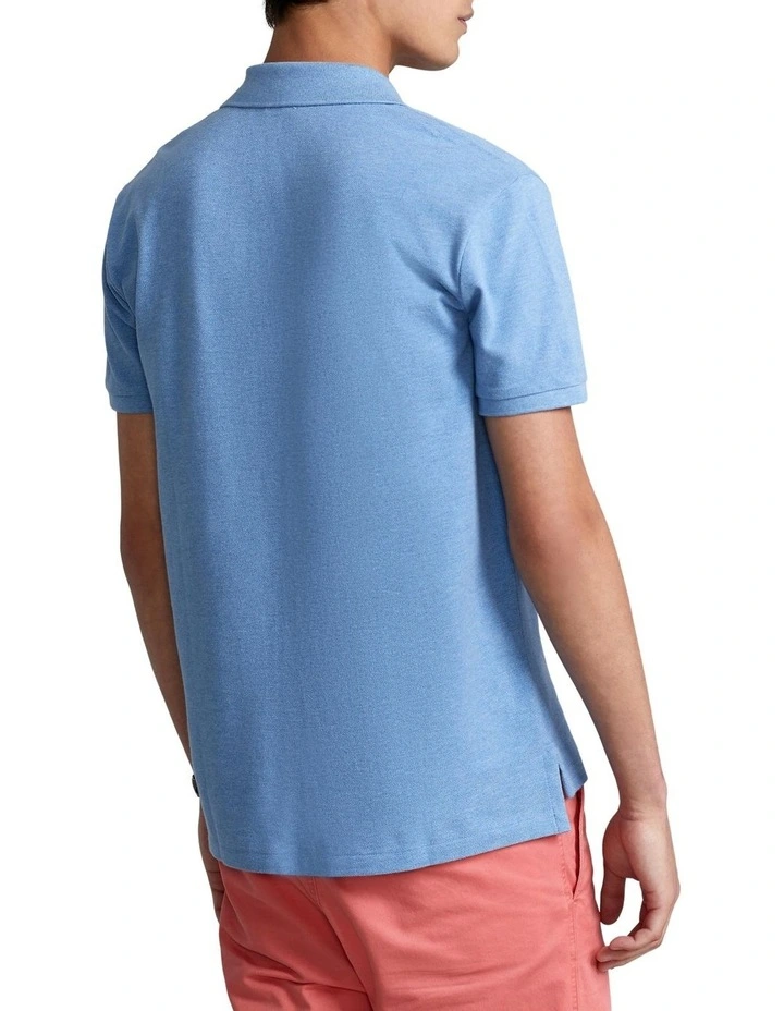 Custom Slim Fit Mesh Polo Shirt in Blue image 2