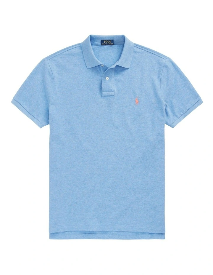 Custom Slim Fit Mesh Polo Shirt in Blue image 4