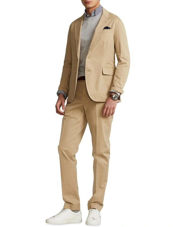 Polo Unconstructed Stretch Suit Jacket in Beige image 3