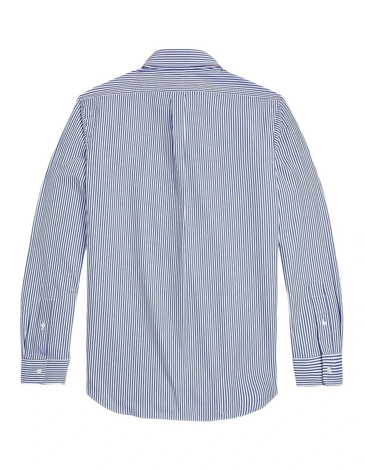Classic Fit Stretch Poplin Shirt in Blue image 2